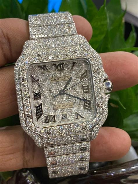 mens diamond cartier watch|cartier diamond watch men's santos.